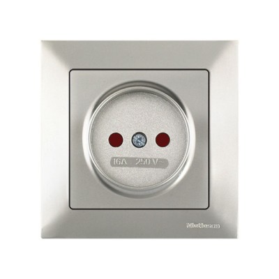 Розетка 1-ая (скрытая, б/з, шторки) титан, DARIA, MUTLUSAN