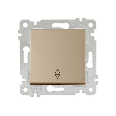 Выключатель проходной 1-клав. (скрытый, без рамки, винт. зажим) золото, RITA, MUTLUSAN