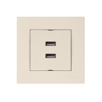 Розетка компьютерная 2хUSB (скрытая, горизонт.) кремовая, RITA, MUTLUSAN Розетка компьютерная 2хUSB (скрытая, горизонт.) кремовая, RITA, MUTLUSAN