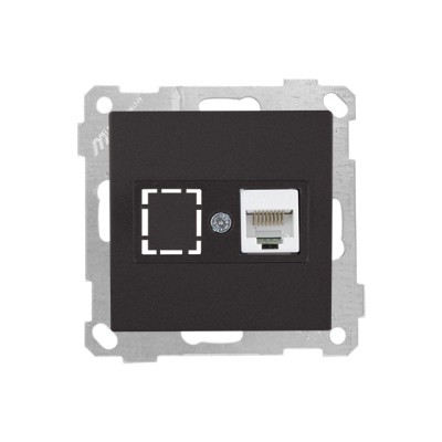 Розетка компьютерная 1xRJ45 (Cat5e, скрытая, без рамки) черная, DARIA, MUTLUSAN