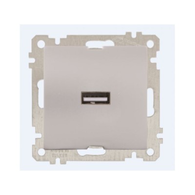 Розетка 1-ая USB (скрытая, без рамки) серебро, DARIA, MUTLUSAN