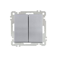 Выключатель 2-клав. (скрытый, винт. зажим) серебро, ELITRA, MUTLUSAN Выключатель 2-клав. (скрытый, винт. зажим) серебро, ELITRA, MUTLUSAN