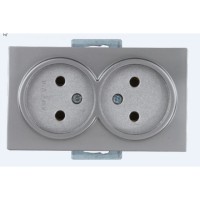 Розетка 2-ая (скрытая, б/з, керамика) серебро, DARIA, MUTLUSAN