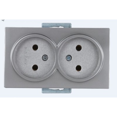 Розетка 2-ая (скрытая, б/з, керамика) серебро, DARIA, MUTLUSAN