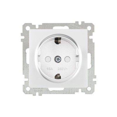 Розетка 1-ая (скрытая, с/з, шторки) белая, ELITRA, MUTLUSAN