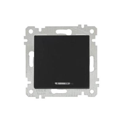 Выключатель 1-клав. (с подсветкой, скрытый, без рамки, винт. зажим) черный, RITA, MUTLUSAN