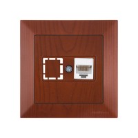 Розетка компьютерная 1xRJ45 (Cat5e, скрытая) вишня, DARIA, MUTLUSAN