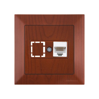 Розетка компьютерная 1xRJ45 (Cat5e, скрытая) вишня, DARIA, MUTLUSAN