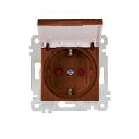 Розетка 1-ая (скрытая, без рамки, с/з, шторки,с крышкой) орех, RITA, MUTLUSAN Розетка 1-ая (скрытая, без рамки, с/з, шторки,с крышкой) орех, RITA, MUTLUSAN