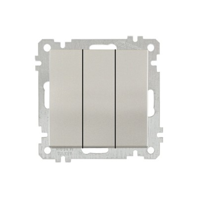 Выключатель 3-клав. (скрытый, без рамки, винт. зажим) титан, DARIA, MUTLUSAN