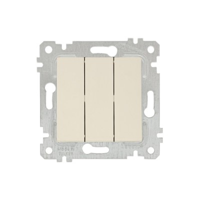 Выключатель 3-клав. (скрытый, без рамки, винт. зажим) кремовы, RITA, MUTLUSAN