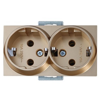 Розетка 2-ая (скрытая, с/з) золото, RITA, MUTLUSAN