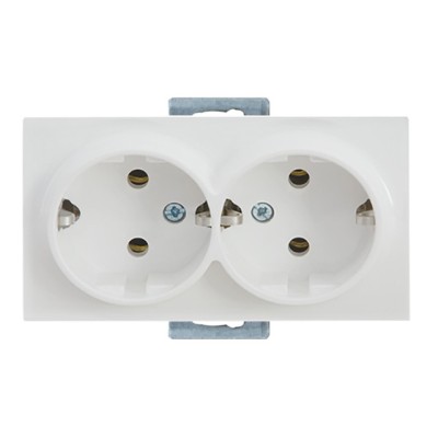 Розетка 2-ая (скрытая, с/з) белая, RITA, MUTLUSAN