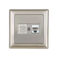 Розетка компьютерная 1xRJ45 (Cat5e, скрытая, с рамкой) титан, DARIA, MUTLUSAN Розетка компьютерная 1xRJ45 (Cat5e, скрытая, с рамкой) титан, DARIA, MUTLUSAN