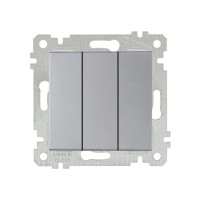 Выключатель 3-клав. (скрытый, без рамки, винт. зажим) серебро, RITA, MUTLUSAN