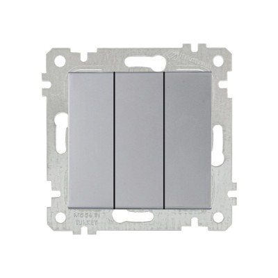Выключатель 3-клав. (скрытый, без рамки, винт. зажим) серебро, RITA, MUTLUSAN
