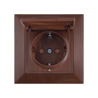 Розетка 1-ая (скрытая, с/з, шторки,с крышкой) орех, DARIA, MUTLUSAN