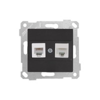 Розетка телефонная + компьютерная (RJ12+Cat5e, скрытая, без рамки) черная, RITA, MUTLUSAN Розетка телефонная + компьютерная (RJ12+Cat5e, скрытая, без рамки) черная, RITA, MUTLUSAN
