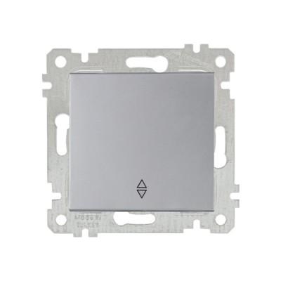 Выключатель проходной 1-клав. (скрытый, без рамки, винт. зажим) серебро, RITA, MUTLUSAN