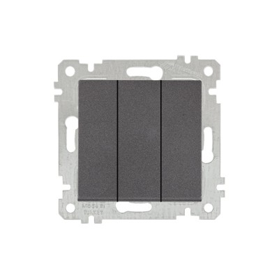 Выключатель 3-клав. (скрытый, без рамки, пруж. зажим) дымчатый, RITA, MUTLUSAN