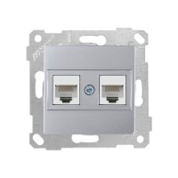 Розетка компьютерная 2xRJ45 (Cat5e, скрытая, без рамки) серебро, RITA, MUTLUSAN Розетка компьютерная 2xRJ45 (Cat5e, скрытая, без рамки) серебро, RITA, MUTLUSAN