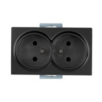 Розетка 2-ая (скрытая, б/з) черная, DARIA, MUTLUSAN