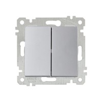 Выключатель 2-клав. (скрытый, без рамки, винт. зажим) серебро, RITA, MUTLUSAN