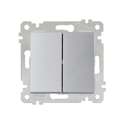 Выключатель 2-клав. (скрытый, без рамки, винт. зажим) серебро, RITA, MUTLUSAN