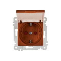 Розетка 1-ая (скрытая, без рамки, с/з, шторки,с крышкой) вишня, RITA, MUTLUSAN Розетка 1-ая (скрытая, без рамки, с/з, шторки,с крышкой) вишня, RITA, MUTLUSAN