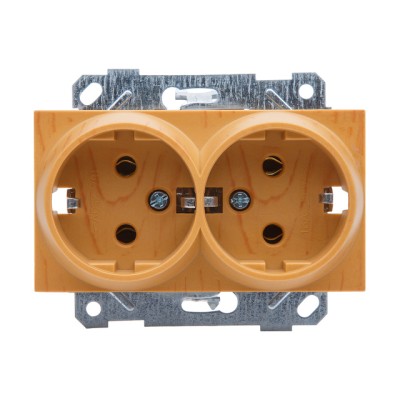 Розетка 2-ая (скрытая,с/з, керамика) дуб, RITA, MUTLUSAN