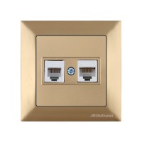 Розетка телефонная + компьютерная (RJ12+Cat5e, скрытая) золото, DARIA, MUTLUSAN Розетка телефонная + компьютерная (RJ12+Cat5e, скрытая) золото, DARIA, MUTLUSAN