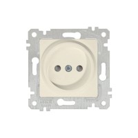 Розетка 1-ая (скрытая, без рамки, б/з, шторки) кремовая, RITA, MUTLUSAN