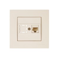 Розетка компьютерная 1xRJ45 (Cat6, скрытая) кремовая, RITA, MUTLUSAN Розетка компьютерная 1xRJ45 (Cat6, скрытая) кремовая, RITA, MUTLUSAN