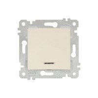 Выключатель 1-клав. (с подсветкой, скрытый, без рамки, винт. зажим) кремовый, RITA, MUTLUSAN