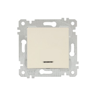 Выключатель 1-клав. (с подсветкой, скрытый, без рамки, винт. зажим) кремовый, RITA, MUTLUSAN