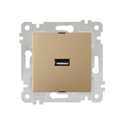 Розетка 1-ая USB (скрытая, без рамки) золото, RITA, MUTLUSAN