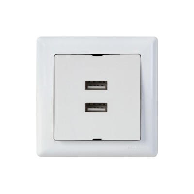 Розетка компьютерная 2хUSB (скрытая, горизонт.) белая, DARIA, MUTLUSAN