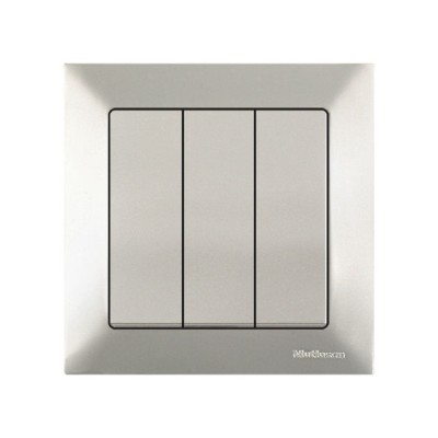 Выключатель 3-клав. (скрытый, пруж. зажим) титан, DARIA, MUTLUSAN