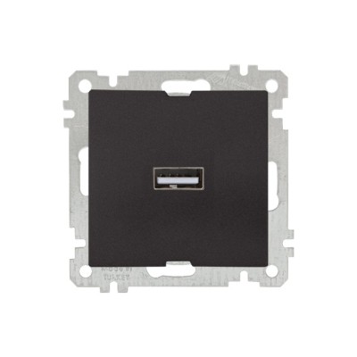 Розетка 1-ая USB (скрытая, без рамки) черная, DARIA, MUTLUSAN