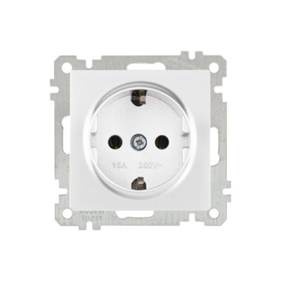 Розетка 1-ая (скрытая, с/з) белая, ELITRA, MUTLUSAN