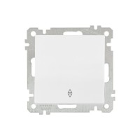 Выключатель проходной 1-клав. (скрытый, винт. зажим) белый, ELITRA, MUTLUSAN