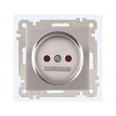 Розетка 1-ая (скрытая, без рамки, б/з, шторки) серебро, DARIA, MUTLUSAN