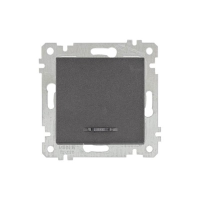 Выключатель 1-клав. (с подсветкой, скрытый, без рамки, винт. зажим) дымчатый, RITA, MUTLUSAN