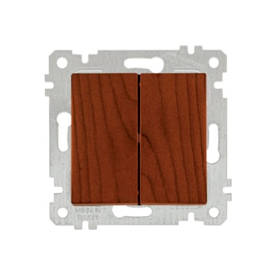Выключатель 2-клав. (скрытый, без рамки, пруж. зажим) вишня, RITA, MUTLUSAN
