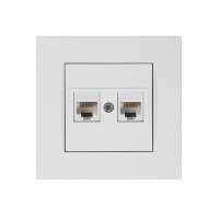 Розетка компьютерная 2xRJ45 (Cat5e, скрытая) белая, RITA, MUTLUSAN Розетка компьютерная 2xRJ45 (Cat5e, скрытая) белая, RITA, MUTLUSAN