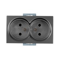 Розетка 2-ая (скрытая, б/з) дымчатая, DARIA, MUTLUSAN Розетка 2-ая (скрытая, б/з) дымчатая, DARIA, MUTLUSAN