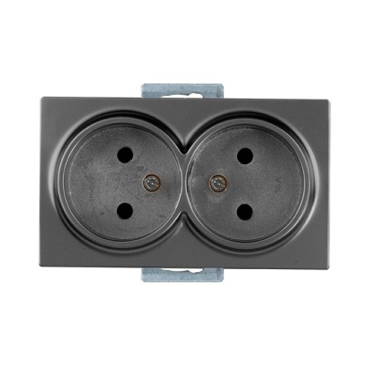 Розетка 2-ая (скрытая, б/з) дымчатая, DARIA, MUTLUSAN