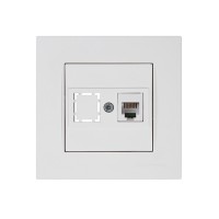Розетка телефонная 1хRJ12 (скрытая, RJ12) белая, RITA, MUTLUSAN
