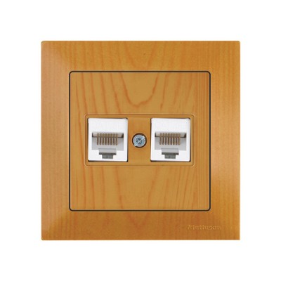 Розетка компьютерная 2xRJ45 (Cat5e, скрытая) дуб, DARIA, MUTLUSAN