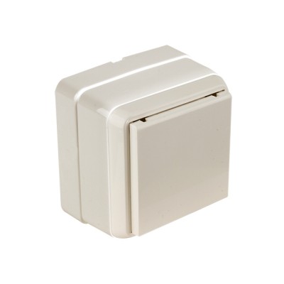 Розетка 1-ая (открытая, с/з, с крышкой, керамика) кремовая, BRON, MUTLUSAN